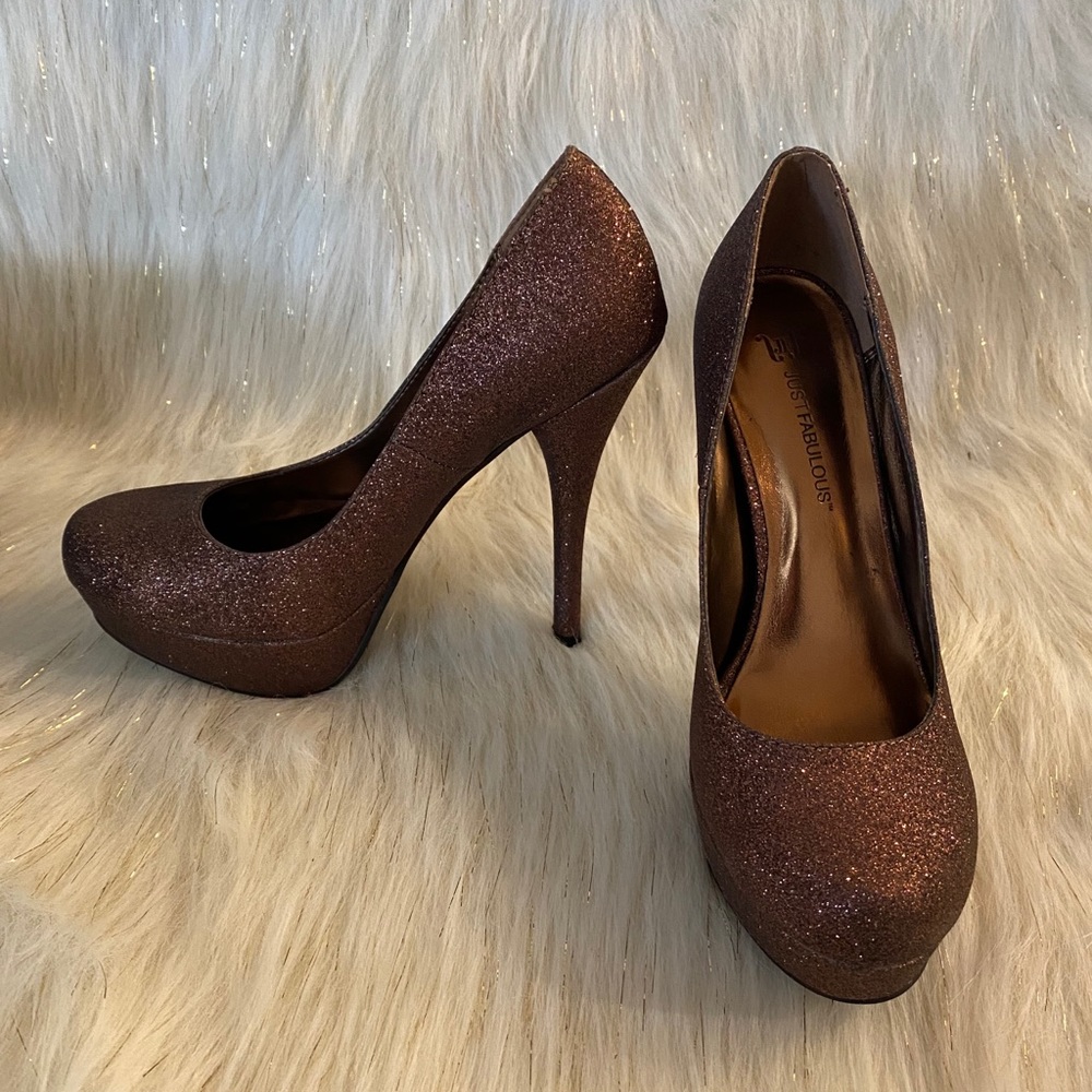 SEXY Bronze Cassidy sparkle heels LIKE NEW!